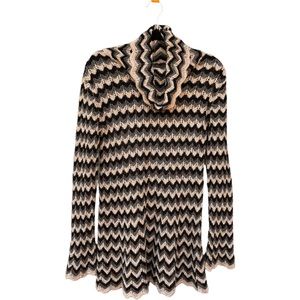 Italian zigzag knit long sweater/dress,  large cowl neck pointed edges. No size